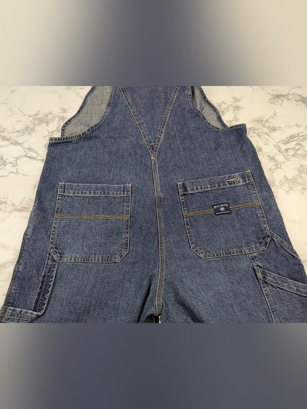 Vintage 90s BKLE Denim Overalls Medium Wash 100% Cotton Large Y2K Grunge - Picture 8 of 15